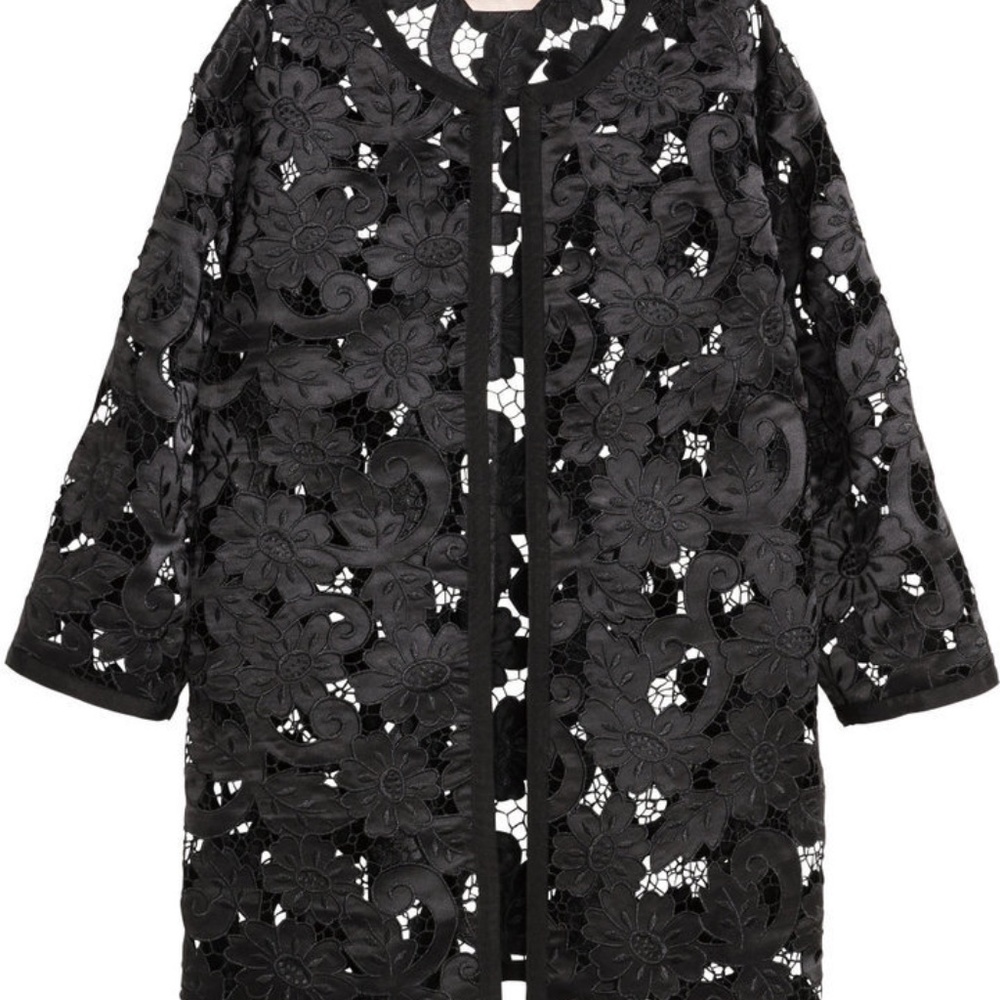 H&M Black Embroidered Satin Lacy Jacket - Picture 1 of 5